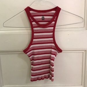 Red and white tang top